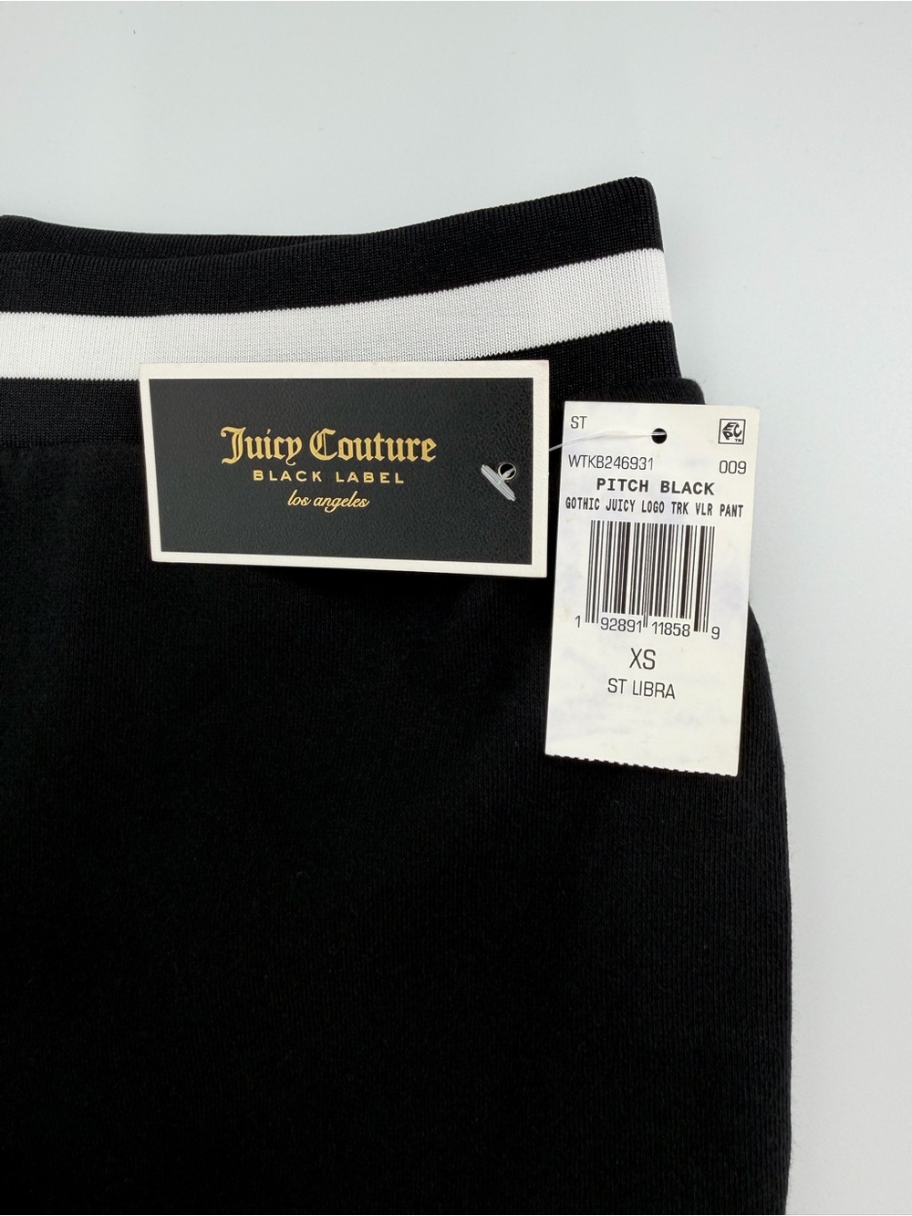 Juicy Couture Black Label Gothic Logo Track Pants Black NWT Women’s - Picture 3 of 7